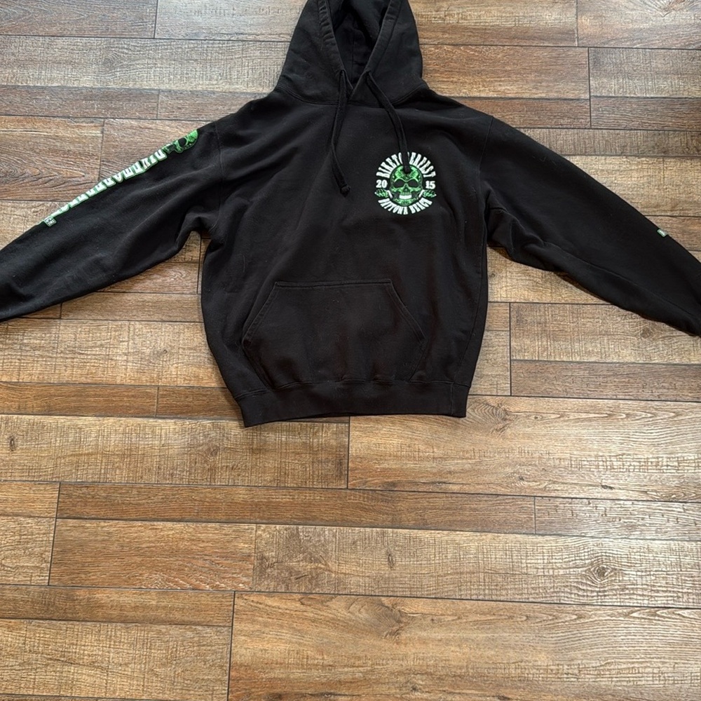 Black Biketoberfest Hoodie with Green Skull Design
